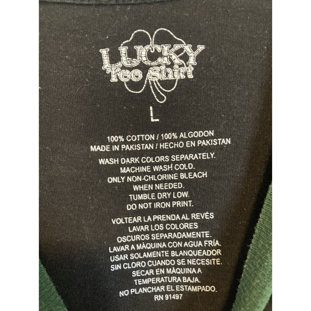 Luck Of The Irish Shirt Mens Large Black Skull Gothic Lucky Tee St. Patrick’s - Picture 5 of 5